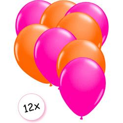 Ballonnen Neon Roze & Neon Oranje 12 stuks 25 cm